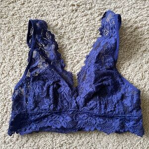 Undie Couture by Lauren Copeland Indigo Lace Plunge-V Neck Bralette Coquette